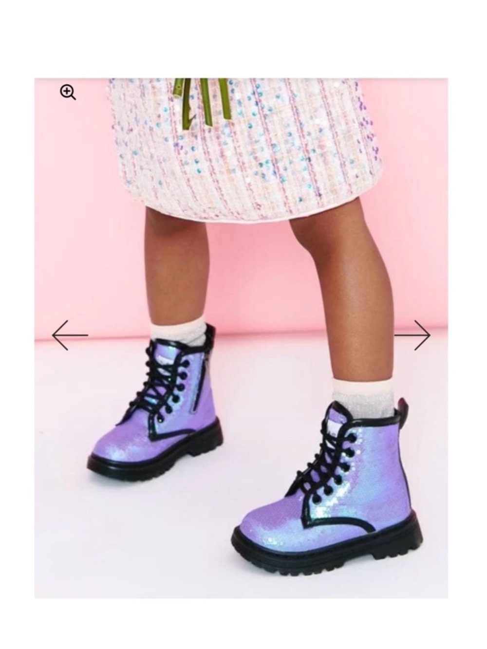 Lola + The Boys Iridescent Lavender Sequin Lace-Up Boot